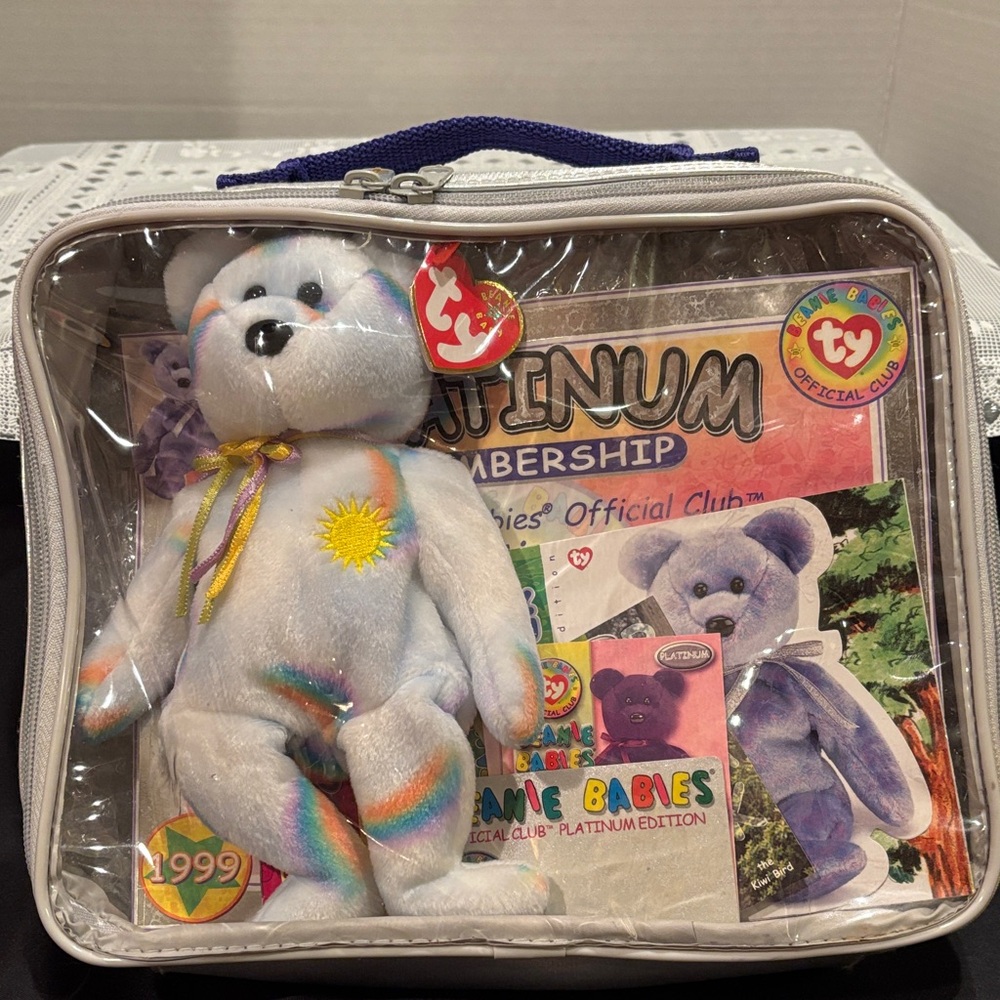 Ty Beanie Babies Platinum Official Club Pack with “Cheery” Bear